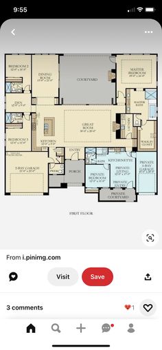 the floor plan for this home is shown on an iphone screen, and it shows how to