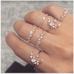 Crystal Vintage Style Star Moon Ring Set Silver 5 Rings In Listing Ring Selfie, Moon Ring, Diy Schmuck, Ring Collections, Accessories Rings, Unique Engagement Rings, Vintage Engagement Rings, Accessories Jewelry, Bling Bling