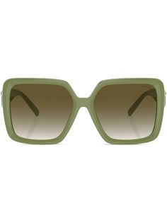 sage green acetate gradient lenses oversize frame logo plaque at the arm straight arms curved tips These glasses come with a protective case. Tiffany Sunglasses, Frame Logo, Green Accessories, Green Sunglasses, Sunglasses Brown, High Jewelry, Tiffany & Co., Sage Green, Protective Cases