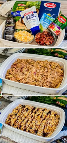 three pictures showing different food items in plastic containers and on plates, including cereal bars, oatmeal bars, and other foods