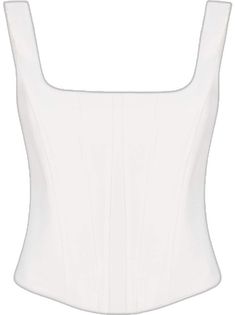 White Square Neck Boned Bodice Corset, White Square Neck Fitted Corset, White Square Neck Corset With Boned Bodice, White Square Neck Corset With Fitted Bodice, Elegant White Square Neck Corset, White Fitted Square Neck Tank Top, Elegant White Top With Corset Back, Formal Sleeveless Boned Bodice Corset, Formal Sleeveless Corset With Boned Bodice