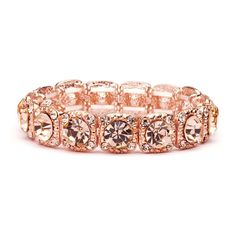 PRICES MAY VARY. LUXURY STYLE: Our #1 Rose Gold Crystal Stretch Bracelet is Perfect for Bridesmaids, Proms, Homecoming, Parties or Everyday Fashion PERFECT SIZE: Measures 7" x 1/2" w, Popular Pink Morganite Color Austrian Crystals, One-Row Bracelet with Gorgeous Blush Gold Plating, Vintage Design Adjustable Bangle, No-Clasp Stretch Design for Easy On and Off, Versatile "Dress Up" or Dress Down" Design, Jazz Up Your Business Wardrobe, Nights on the Town or Jeans and a Tee QUALITY DESIGN: Super Po Gold Stretch Bracelet, High Fashion Jewelry, Rose Gold Crystal, Bridal Fashion Jewelry, Rose Gold Bridal, 1 Rose, Prom Jewelry, Jessica Biel, Pink Morganite