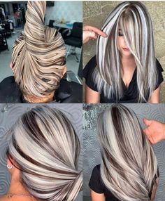 Auf geht’s in unsere liebste Zeit des JahresDie Strickund Häkel-SaisonEs wird gemütlichwir machen es uns zu Hause schön und arbeiten an tollen Projekten mit Wolle und NadelDamit du ganz viel... Cool Hair, Silver Highlights, Gray Hair Highlights, Layered Haircut, Hair Color Highlights, Hair Makeover, Short Hairstyle