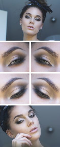 Linda Hallberg Black And Gold Makeup, Make Up Gold, Makeup Soft, Soft Cat, 1 June, Bronze Makeup, Smoky Eyes, Gold Makeup