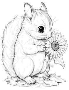 a squirrel holding a flower in its paws