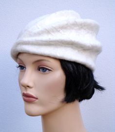 Beautiful asymetrical women beret white felt beret ❤ by feltgOOOd, $72.50 Elegant White Felt Hat For Winter, White Fitted Felt Hat, White Short Brim Felt Hat For Winter, Elegant Cream Felt Hat For Winter, Elegant Cream Cloche Hat For Winter, Elegant Wool Beret Cap, White Wool Hat With Short Brim, Elegant Fitted Beanie Hat, White Winter Beret Cap