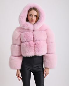 *The jacket can be used in 4 different modes, *The hood, shoulders and sleeves are removable. *Made from 100% Real Natural Quality Fur and Leather * It would be a great choice to reward yourself or your loved ones. *The product will be shipped within 1-3 business days after your order. * Keeps It Soft and Warm Enough *All your wholesale and retail orders are made * We produce each product carefully by hand in our own workshop and ship it all over the world. * For your special orders, please feel Hooded Outerwear With Faux Fur Trim, Hooded Fluffy Faux Fur Coat, Hooded Faux Fur Coat With Fluffy Detail, Fluffy Hooded Faux Fur Coat, Hooded Faux Fur Coat With Trim, Fluffy Mink Hooded Fur Coat, Pink Hooded Fur Coat With Faux Fur Trim, Spring Fluffy Faux Fur Coat, Winter Pink Fluffy Fur Coat