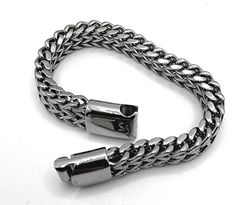 Due to the thickness of this bracelet, men's wrist sizes from 7.5 to 8 inches in circumference are perfect for this bracelet. 12mm chain bracelet Bracelet length 8.5 inches width 12 Made of stainless steel Learn how to measure your wrist here: https://www.youtube.com/watch?v=ypiuua7PR8o ► For longer lasting quality, please keep jewelry dry and away from chemicals. Jewelry care instructions come with every order. ► International orders are subject to tax/duty fees. This is uncontrollable on our e Silver Cuban Link Stainless Steel Bracelets, Silver Cuban Link Stainless Steel Bracelet, Silver Adjustable Cuban Link Bracelet For Everyday, Everyday Silver Metal Braided Bracelets, Adjustable Silver Chain Cuban Link Bracelet, Silver Stainless Steel Wristband With Jubilee Bracelet, Silver Wristband Bracelet With Stainless Steel Clasp, Modern Adjustable Silver Cuban Link Bracelet, Silver Metal Cuban Link Bracelet As Gift