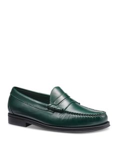 G.h. Bass Men's Larson Easy Slip On Weejun Penny Loafers Classic Green Dress Shoes For Formal Occasions, Classic Green Formal Dress Shoes, Classic Green Loafers For Business, Classic Green Loafers With Rubber Sole, Classic Green Dress Shoes For Office, Classic Green Loafers For Work, Green Classic Loafers For Work, Penny Loafers Men, G H