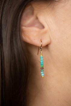 Add a touch of elegance to any outfit with the Root Turquoise Gold Earrings. These dainty earrings feature solid natural stones with bright gold accents for a chic and refined look. Whether it's a casual day out or a special occasion, these earrings are the perfect accessory. Minimalist Turquoise Earrings For Everyday Wear, Minimalist Turquoise Earrings For Everyday, Everyday Turquoise Gemstone Earrings, Elegant Everyday Turquoise Earrings, Dainty Turquoise Earrings For Everyday, Everyday Turquoise Earrings For Pierced Ears, Everyday Green Earrings With Natural Stones, Bright Gold, Dainty Earrings