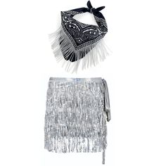 two pieces of silver sequins and a scarf