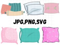 pillows and pillow cases with the words jppng svg