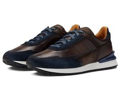 Magnanni Bravo - Men's Lace up casual Shoes : Navy/Brown : For all Magnanni footwear, the brand suggests sizing down a half size for the best fit. ; Get ready for your sports or casual activities wearing the Magnanni Bravo sneakers. Leather upper. Leather lining and insole. Neutral tone sneakers. Brand name designing on tongue. Lace-up closure. Blind eyelets. Padded footbed. Round toe. Synthetic outsole. Made in Spain. Measurements: Weight: 1 lb Product measurements were taken using size 9.5, wi Orthopedic Shoes For Men, Brown Leather Sneakers, Leather Sneakers Men, Gentlemen Wear, Stylish Men Casual, Orthopedic Shoes, Navy And Brown, Sneakers Men Fashion, Stylish Men