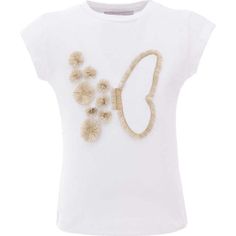 A white short sleeve gold butterfly graphic t-shirt for kid and baby girls from Mimi Tutu, featuring a golden butterfly graphic on the front. Made with 100% cotton, this uber cute tee is the perfect final touch on any outfit! | Mimi Tutu | Gold Butterfly Graphic T-Shirt, (White, Size 4Y)  |  Maisonette collects the best children’s products from around the world (unlike Zulily, Etsy, The Tot, Farfetch Kids, Childrensalon, Crate and Kids, Kohls, Wayfair, Buy Buy Baby, Nordstroms, Mini Boden, J.Cre White Cotton Tops With Butterfly Embroidery, Spring Gold Graphic Print T-shirt, Golden Butterfly, Butterfly T Shirt, Butterfly Graphic, Boy Accessories, Buy Buy, Buy Buy Baby, Final Touch