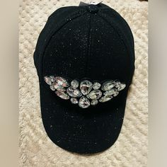 Black Bling Baseball Cap. This Cap Is Brand New. Size: One Size Fits All Black Snapback Baseball Cap For Party, Adjustable Silver Snapback Baseball Cap, Silver Adjustable Snapback Baseball Cap, Adjustable Silver Baseball Cap, Adjustable Black Hats With Rhinestones, Silver Adjustable Baseball Cap, Adjustable Black Hat With Rhinestones, Black Casual Baseball Cap For Parties, Trendy Adjustable Silver Hat