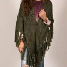 Color Olive Green Cute Poncho, Ruana Wrap, Hoodie Poncho, Fleece Poncho, Winter Poncho, Cowl Neck Poncho, Turtleneck Poncho, Grey Poncho, Cashmere Cape