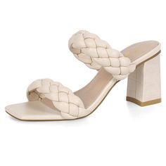 Make Me An Offer! Brand New, Never Worn Heels. Color Cream Size 10 Braided Straps, Square Toe, Classic Block Heel, Slip On, And Comfy! Braided Heels, Slip On Heels, Block Sandals, Sandals Strappy, Braided Sandals, Open Toe Heels, Classic Heels, Formal Dinner, Elegant Casual