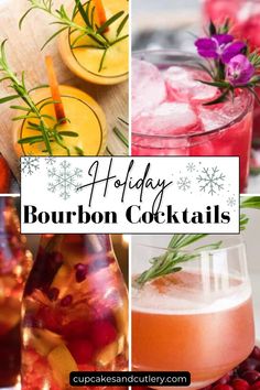 holiday bourbon cocktails collage with text overlay