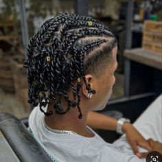 Mens Braids Hairstyles With Fade, Flat Twists Men, Cornrows To Twists, Fulani Braids On Men, Natural Hair Styles Men, Black Men Braid Styles, Mens Braid Styles, Cornrow And Twist, Twisted Cornrows