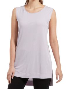 Hi-Low Hem Sleeveless TunicPair this versatile women's sleeveless top with your favorite pair of HUE leggings for a look you'll love. Hue Leggings, Womens Sleeveless Tops, Sleeveless Tunic, Sleeveless Top, Leggings, Purple