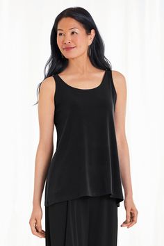 Knit Top - This essential layering tank is smooth and flattering in matte jersey. Elegant Stretch Camisole For Layering, Elegant Second-skin Tank Top, Versatile Solid Color Scoop Neck Camisole, Fitted Modal Tank Top For Layering, Elegant Seamless Tank Top For Layering, Basic Camisole For Layering With Scoop Neck, Elegant Scoop Neck Tank Top With Minimal Stretch, Basic Scoop Neck Camisole For Layering, Elegant Solid Color Tank Top For Layering