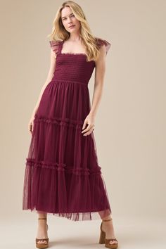 Kenna Tulle Maxi Dress in Wine Altard State Maxi Dress, Football Dress, Maxi Dress Boho Chic, Gigi Dress, Helena Dress, Camille Dress, Bow Mini Dress, Tulle Maxi Dress, V Dress