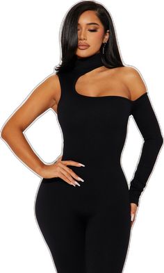 Solid Stretch One-shoulder Jumpsuit, Black One-shoulder Fitted Bodysuit, Black Fitted One-shoulder Bodysuit, Fitted Black One-shoulder Bodysuit, Black Stretch One-shoulder Bodysuit, Solid One-shoulder Stretch Bodysuit, Solid One Shoulder Stretch Bodysuit, Stretch One-shoulder Bodysuit, Trendy Fitted One-shoulder Jumpsuit