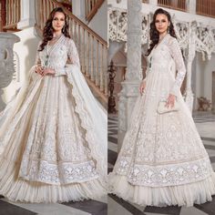 SZDesignsBoutique helps you to Find Your Perfect Wedding and Party Attire White Maria B. Maxi | Pakistani Designer Bridal Reception Nikkah Walima Long Frock | Guest Partywear Dress | Indian Suits | Gift for Her Style your Special days like Reception, Nikkah, Walima, Engagement or Party with this beautiful and elegant luxury dress like Lehenga Choli, Maxi, Pashwas, Gown style shirt Trouser or Dupatta Salwar kameez Latest top Quality Maria B. Wedding Collection Replica Fabric Details The dreamy wh White Long Dress Indian Style, Partywear Dresses Indian, White Frock, Partywear Dresses, Maria B, Dreamy Whites, Long Frocks, Indian Suits, Pakistani Designers