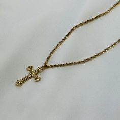 Gold Cross Necklace - Cross Chain, Religious Cross Charm Unisex Women Men Necklace Stainless Steel This timeless jewelry piece along with every other piece in my shop is hand made by me, with love and passion, in the heart of Europe. - Stainless Steel - Very durable and long-lasting material, perfect for everyday wear or special occasion - Hypo-allergic (nickel-free) - Tarnish-resistant Chain length: 45cm (17.72inch) Pendant: 20mm x 33mm 🖤Shipping WORLDWIDE | FREE international shipping with or Vintage Cross Chain Jewelry, Rope Chain Jewelry Gift, Metal Rope Chain Jewelry For Gifts, Metal Rope Chain Jewelry Gift, Metal Crucifix Jewelry With Adjustable Chain, Adjustable Metal Crucifix Chain Jewelry, Adjustable Metal Crucifix Jewelry, Cross Shape Charm Necklace As A Gift, Cross Shape Charm Necklace With Chain As A Gift