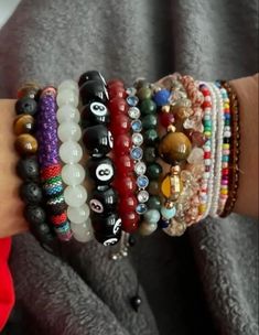 Many Bracelets Aesthetic, Crystal Jewelry Aesthetic Bracelets, Spiritual Beaded Jewelry, Arm Full Of Bracelets Aesthetic, Hand With Bracelets Aesthetic, Alt Bracelets Aesthetic, Spiritual Jewelry Crystal, Spiritual Bracelets Aesthetic, Bracelet Collection Aesthetic