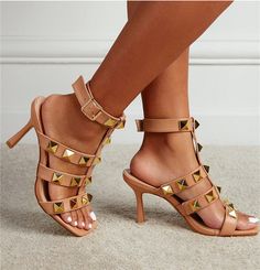 Rivet Decor Sandals HeelsMaterial:PUStyle:sexyColor:as pictureFeatures:rivetSize:34,35.36.37.38.39,40,41,42,43, Trendy Summer Sandals With Rivets, Studded Open Toe Sandals For Party, Spring Open Toe Sandals With Rivets, Spring Rivets Open Toe Sandals, Summer Party Sandals With Studs, Open Toe Sandals With Rivets For The Beach, Studded Ankle Strap Sandals For Summer, Summer Sandals With Rivets And Round Toe, Summer Sandals With Spikes And Ankle Strap