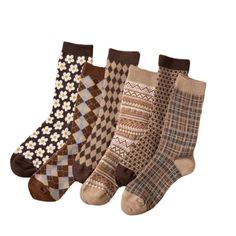 PRICES MAY VARY. 🧦【Best Material & Benefit】：90% Cotton, 10% Polyester. This women’s cotton socks are very soft, breathable, durable and will keep your feet comfortable and breathable, It’s best gifts for women!! These women winter socks are designed with soft materials to keep moisture out, assured your feet comfortable, fresh, and dry, awesome cozy and breathability. These socks provide you the better quality, it’s very worth to have them, please be assured purchase. 🌻【Vintage Trendy Design】: Fall Socks, Outdoor Socks, Flower Socks, Women Crew Socks, Knit Boots, Soft Sock, Comfortable Socks, Style Japonais, Winter Socks