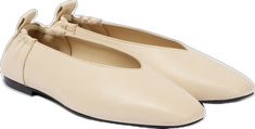 Beige Leather Sole Slip-on Ballet Flats, Beige Pointed Toe Classic Flats, Chic Ballet Flats With Removable Insole For Business, Formal Pointed Toe Ballet Flats With Removable Insole, Classic Cream Flats With Pointed Toe, Classic Cream Pointed Toe Flats, Elegant Leather Pointed Toe Slip-on Flats, Elegant Ballet Flats With Textured Sole, Formal Low Heel Ballet Flats With Textured Sole