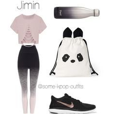 Dance Practice with Jimin by some-kpop-outfits on Polyvore featuring polyvore, fashion, style, Pepper & Mayne, NIKE, S'well and clothing Clothes Practice, Dance Clothes Practice, Dancing Clothes, Bts Clothing, Dance Outfits Practice, Practice Outfits, Outfits Polyvore, Outfit Jeans