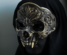 Dark barokko s mask  custom painting possible Black Skull Mask, Artistic Baroque Masks And Prosthetics For Costume, Fantasy Mask Design, Male Masquerade Mask, Medieval Mask, Skull Masquerade Mask, Dragon Priest Mask, Band Masks, Bone Mask