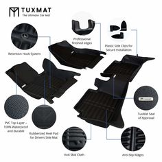 an image of the floor mats and parts for a car that is not in use