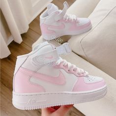 New With Box. Hand Painted Air Force 1 Mid . Nike Mid Pink, Pink Modern High-top Sneakers With Round Toe, Modern Pink High-top Sneakers With Round Toe, Modern Pink High-top Custom Sneakers, Modern Pink High-top Sneakers, Trendy Nike Custom High-top Sneakers, Modern Pink Lace-up Custom Sneakers, Modern Pink Nike Sneakers, Light Pink Jordans