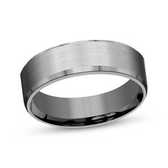 a men's wedding band that is brushed and polished, with a satin finish