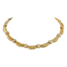 The necklace is finely crafted in 18k yellow gold with diamonds weighing approximately total of 0.80 carat and the necklace weighing approximately total of 41.3 dwt. 1stdibs Jewelry, David Webb, Hype Shoes, Everyday Necklace, Gold Choker, Jewelry Vintage, Necklace Designs, Antique Furniture, Diamond Jewelry