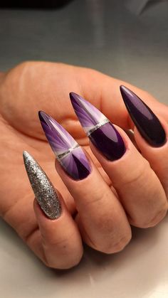 Nail Designs Dark Purple, Purple Nail Designs Acrylic, Dark Purple Nail Designs, Rocker Nails, Nail Designs Acrylic, Nail Art 2023, Marble Acrylic Nails, Dark Purple Nails, Nail Tip Designs