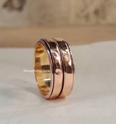 Pure Copper Ring, Copper Spinner Ring, Hammered Copper Ring, Men And Women Ring, Thumb Ring, Meditation Ring, Fidget Ring, Copper Band Ring. Handmade Ring Material:   Copper  Theme: Love & Friendship Category: Spinner :- Free Shipping :- You are always special for us. :- Shipping time is 1-3 days.  FEEDBACK We Always Believe In Customer Satisfaction, Your Feedback Is Very Important & Valuable For A Successful , So Please Drop A Feedback If You Are Liking Or Disliking Our Product. OR What Changes Prayer Ring, Meditation Prayer, Meditation Ring, Unusual Rings, Fidget Rings, Meditation Rings, Ring Men, Copper Ring, Thumb Ring