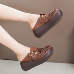 Brown Wedge Heel Clogs With Rubber Sole, Spring Wedge Heel Clogs With Buckle Closure, Brown Leather Sole Wedge Clogs, Brown Wedge Heel Clogs With Buckle Closure, Bastad Clogs, Wedge Slippers, Leather Clogs With Branded Insole, Medium Width, Slippers Women, Nursing Shoes