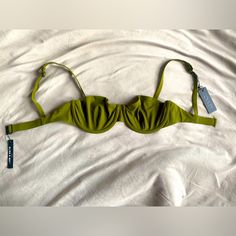 Cuup Balconette Bikini Top Sells For $98 Color: Fern Size: 8 / 36c Never Worn/ Nwt Fitted Summer Bra With Built-in Support, Padded Fitted Swimwear For Spring, Spring Fitted Padded Swimwear, Padded Fitted Spring Swimwear, Fitted Green Bra With Padded Cups, Fitted Green Underwire Bra, Green Underwire Swimwear With Padded Cups, Fitted Swimwear With Underwire And Bra Friendly, Beachwear Fitted Push-up Bra