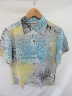 "It's never too early to get summer ready. Immaculate Crepe Rayon 'royal flower ' hawaiian shirt by Sun Surf. the Japanese masters of the Hawaiian shirt In brand new condition. NO faults whatsoever. Tagged as XS so may fit women nicely. Shoulders: 15.5 \" Pit to pit: 21\" Nape to hem: 23.5\"" Fitted Hawaiian Shirt With Camp Collar, Retro Yellow Hawaiian Shirt With Camp Collar, Retro Hawaiian Shirt With Vintage Print, Retro Short Sleeve Hawaiian Shirt With Vintage Print, Vintage Tropical Print Camp Shirt, Vintage Camp Shirt With Tropical Print, Vintage Hawaiian Shirt With Tropical Print, Retro Fitted Hawaiian Shirt For Beach, Retro Fitted Hawaiian Shirt For The Beach