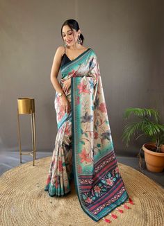 Kalamkari print saree for women USA, designer wedding saree with rich pallu, new semi silk sari for function, Indian ethnic sari for festive Saree Details:  Saree Color: 1) Rama 2) Sky 3) Violet 4) Wine  Saree Length: 5.5 Meter Saree Fabric: concept semi silk  Saree Work : Beautiful pallu and border all over the saree with tassels  Digital Kalamkari print  Blouse Details : Blouse Color: Matching. Blouse Length: 0.8meter Blouse Fabric : Running  Blouse Work : Plain Blouse wear by model is just fo Digital Print Saree, Kalamkari Print, Party Wear Lehenga Choli, Reception Gown, Print Saree, Kalamkari Saree, Party Kleidung, Printed Saree, Wear Saree