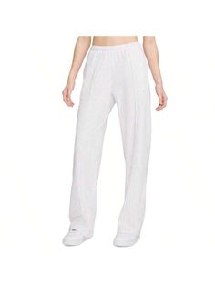 A ooth drape and super-soft lightweight French terry fabric give Nike's straight-leg sweatpants a stylish look andfortable feel, perfect for warming up,oling down, or hanging out. 
Mid rise; full length 
Pulls on; elasticized waistband with drard; on-seam hip pockets; straight leg; uck detail at front legs; embroidered logo 
Cotton/polyester 
Machine washable 
Imported 
Women's Sportswear Chill French Terry Open-Hem Sweatpants Birch Heather/lt Orewood Brn     Plain    Women Activewear, size feat Sports Pants Women, Women's Sportswear, Warming Up, Terry Fabric, French Terry Fabric, Sportswear Women, Outdoor Woman, Sport Pants, Active Wear For Women