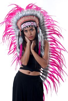 indian style headdress, chief warbonnet native american inspired, long length Handmade with feathers, suede fabric, beads Hat circumference 59 cm approx, 23,2 inches approx Band: The geometric patterns of the decorative band made with beads on the front of the headdress may have some variations depending on what we have in stock at the time of the production of the headdress.Either way, the final decorative effect will be the same Please note that our products are handmade with some natural mate Bohemian Costume Hats And Headpieces For Carnival, Bohemian Costume Hats And Headpieces With Feathers For Festivals, Shaman Headdress, Indian Chief Headdress, Indian Headdress Photoshoot, Indian Feather Headband Kids, Aztec Feather Headdress, Leather Fringe Bag, Indian Headdress