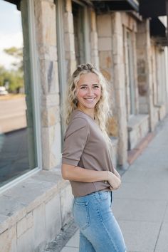 Introducing the Lia Top - the versatile ribbed top that comes in white or taupe tan! With a round neck, banded hem and cuffs, and short sleeves, this top is perfect for any occasion. Dress it up or down, the possibilities are endless! Model is wearing a small in taupe tan and is 5'4". Plus model is wearing white in a 1X and is 5'5". Size Chart Length Bust S 24" 34" M 24.5" 36" L 25" 38" XL 25.5" 41" 1x 26.5" 44" 2x 27" 47" 3x 27" 50" *All measurements are approximate and done while hanging.* Fab Tiered Dresses, Plus Model, Teen Dress, Spring Fits, Jean Top, Ribbed Top, White Outfits, Top Sales, Floral Maxi Dress