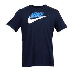 Brand New. Blue Nike Future T-Shirt. 100% Cotton Blue T-shirt With Logo For Streetwear, Blue Crew Neck Top With Logo, Nike Navy Tops With Letter Print, Sports Shirt With Blue Logo Print, Nike Navy Sports T-shirt, Nike Sports T-shirt In Navy, Nike Navy T-shirt For Sports, Nike Navy T-shirt With Graphic Print, Nike Blue Shirt With Graphic Print