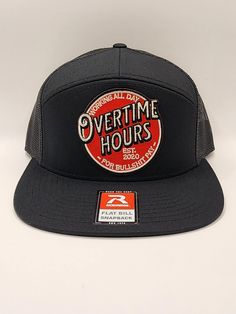 Add a unique flair to your trucker, 7 panel, baseball cap collection with this custom Richardson 168 snapback. Available in four colors, this vintage-inspired hat is made of a breathable cotton/polyester blend with a mesh back. The adjustable hat features custom embroidery, showcasing your personalized character or theme. this unisex hat is perfect for all seasons and occasions. Choose your hat color and rock this one-of-a-kind accessory. Available in 4 colors Black/Black Black/Grey Black/Camo/Loden Pale Khaki/Loden Trucker Hat Black, Black Patch, Cap Collection, Panel Hat, Black Camo, Custom Embroidery, Adjustable Hat, Trucker Cap, Black Grey